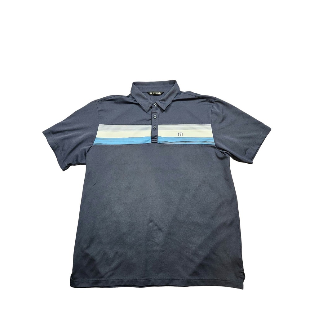 TRAVIS MATHEWS Color Block Men's Performance Golf Polo Size XL Blue White
